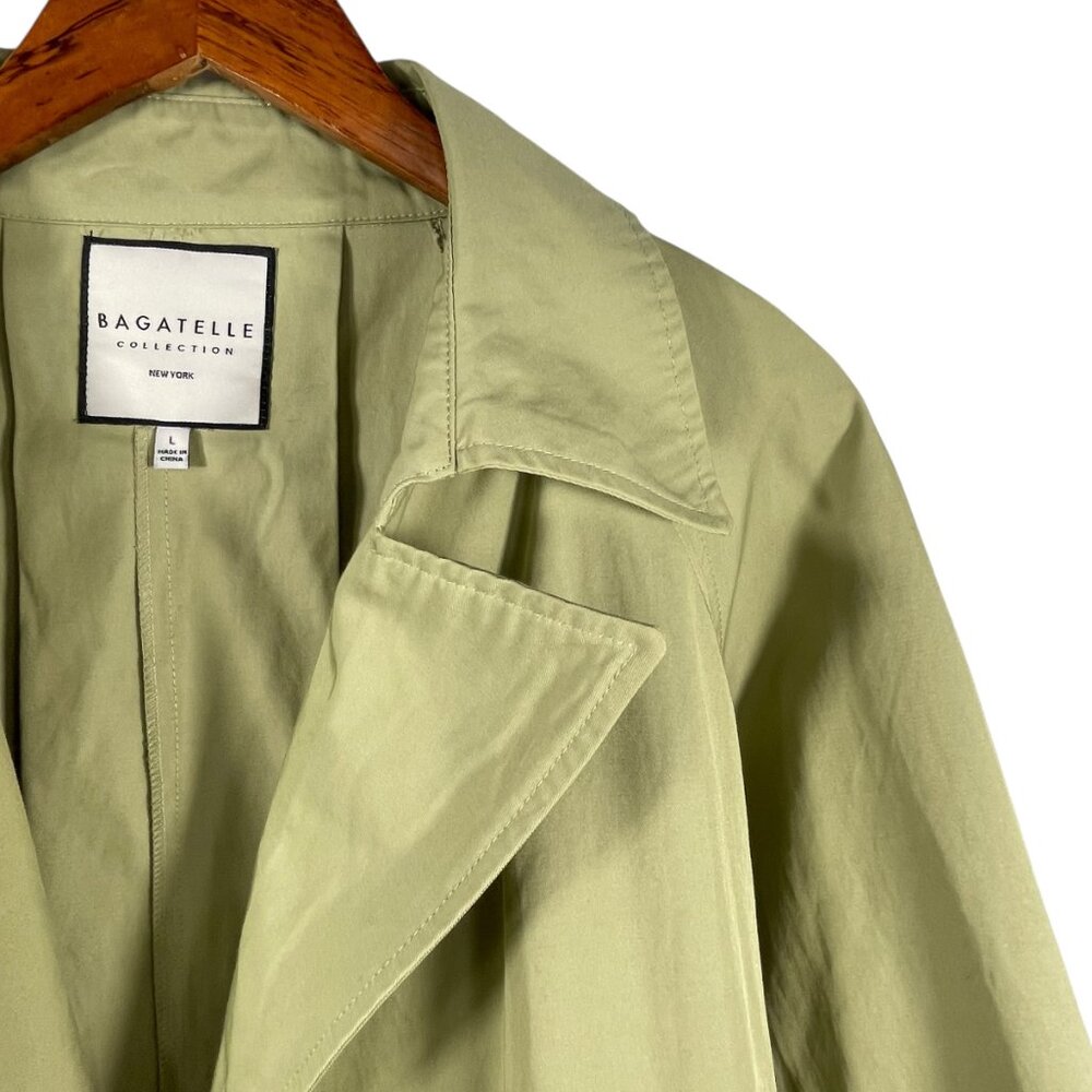 Bagatelle Collection Sage Green Belted Trench Jacket Size L - Picture 5 of 10